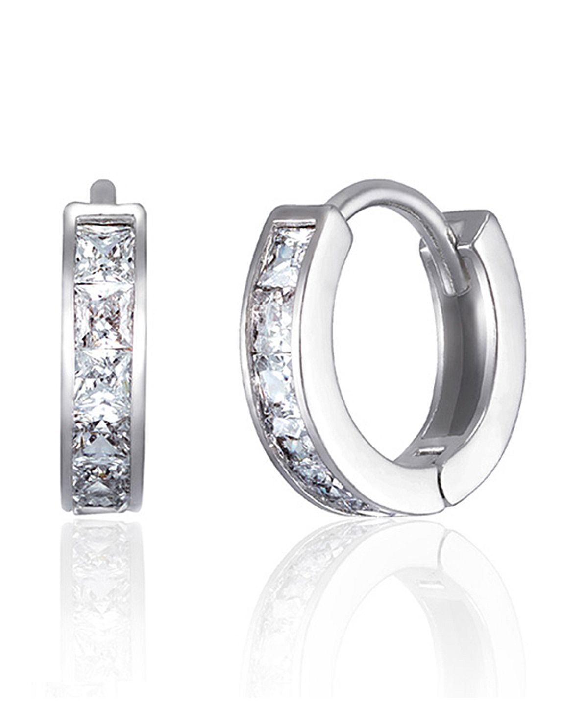 가이거주얼리(GEIGERJEWELRY) 스퀘어 큐빅 원터치 귀걸이 GISVEE131 (실버925 PIN)