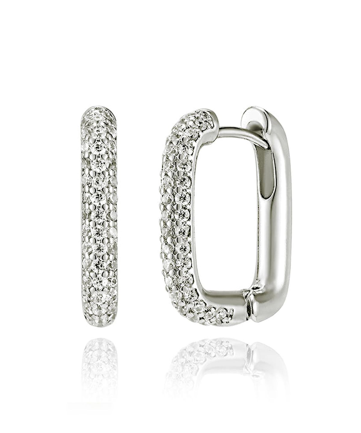 가이거주얼리(GEIGERJEWELRY) 큐빅 스퀘어 원터치 귀걸이 GISVEE110 (실버925 PIN)
