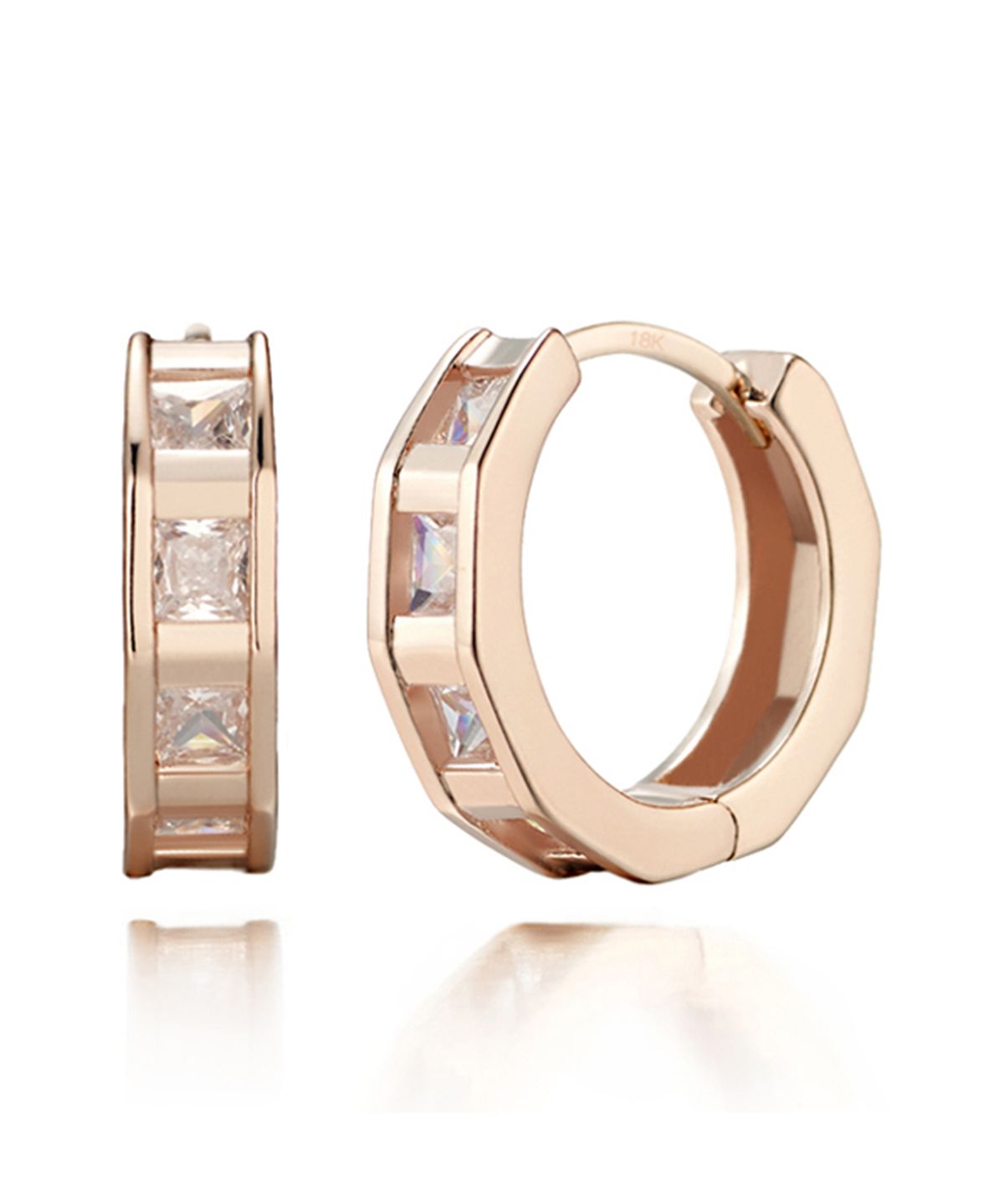 가이거주얼리(GEIGERJEWELRY) 18K 스퀘어 큐빅 원터치 링귀걸이 (gold pin) GI8KPEE027