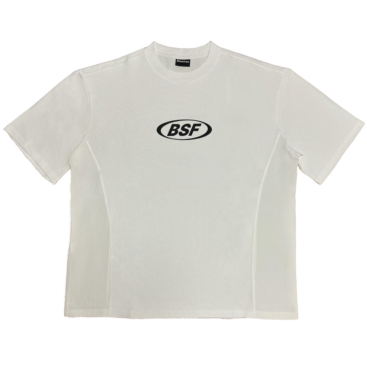 비셋프리(BESETFREE) bsf 로고 우븐매치 티셔츠(화이트)