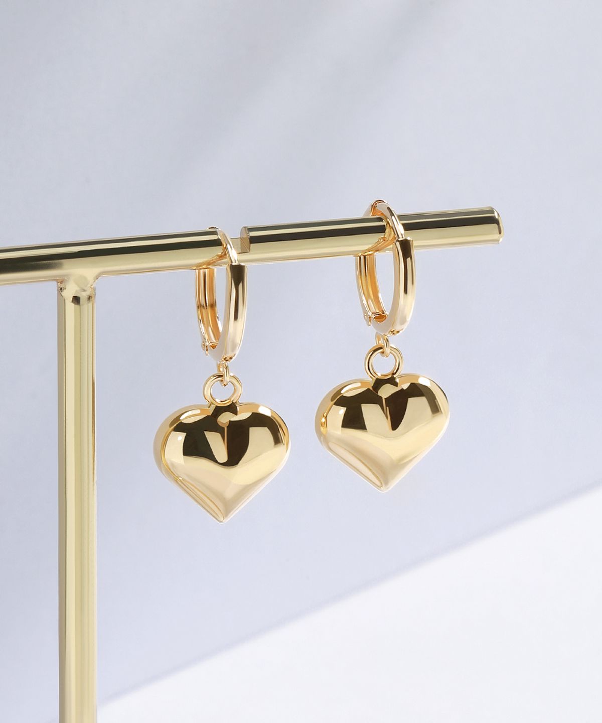 므씨엘(MCEL) 14K 플럼 통통하트 링 귀걸이