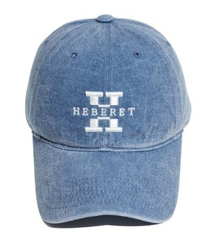 심플 로고 자수 피그먼트 워싱 볼캡-인디고블루