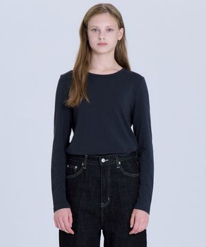 여성 슬림핏 스판 긴팔티셔츠 네이비 LATS0208