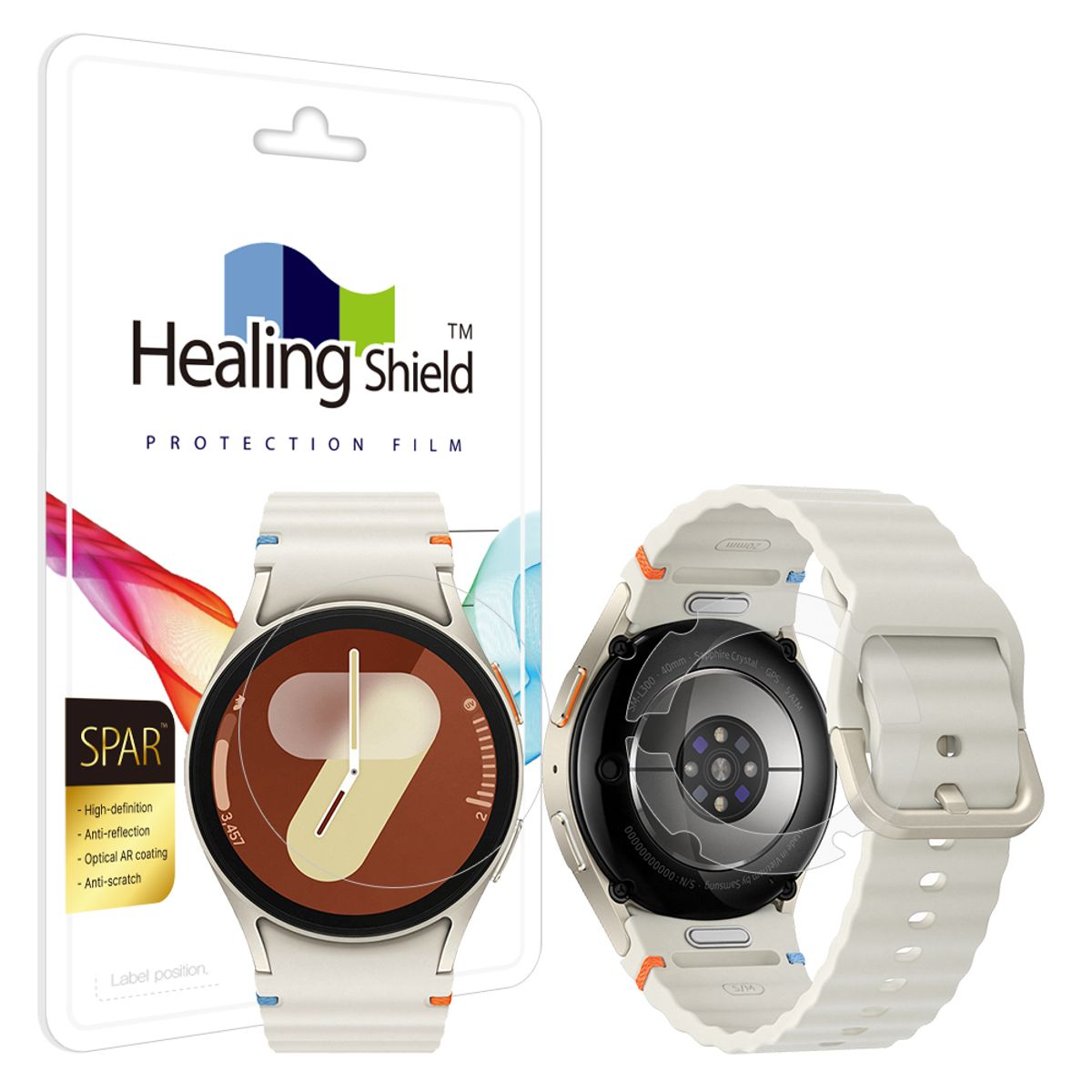 힐링쉴드(HEALINGSHIELD) 갤럭시워치7 40mm 슈페리어 AR 고화질 액정보호필름 2매 무광후면필름 2매