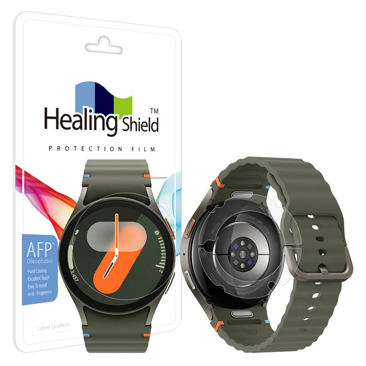 힐링쉴드(HEALINGSHIELD) 갤럭시워치7 44mm 올레포빅 액정보호필름 2매 무광후면필름 2매