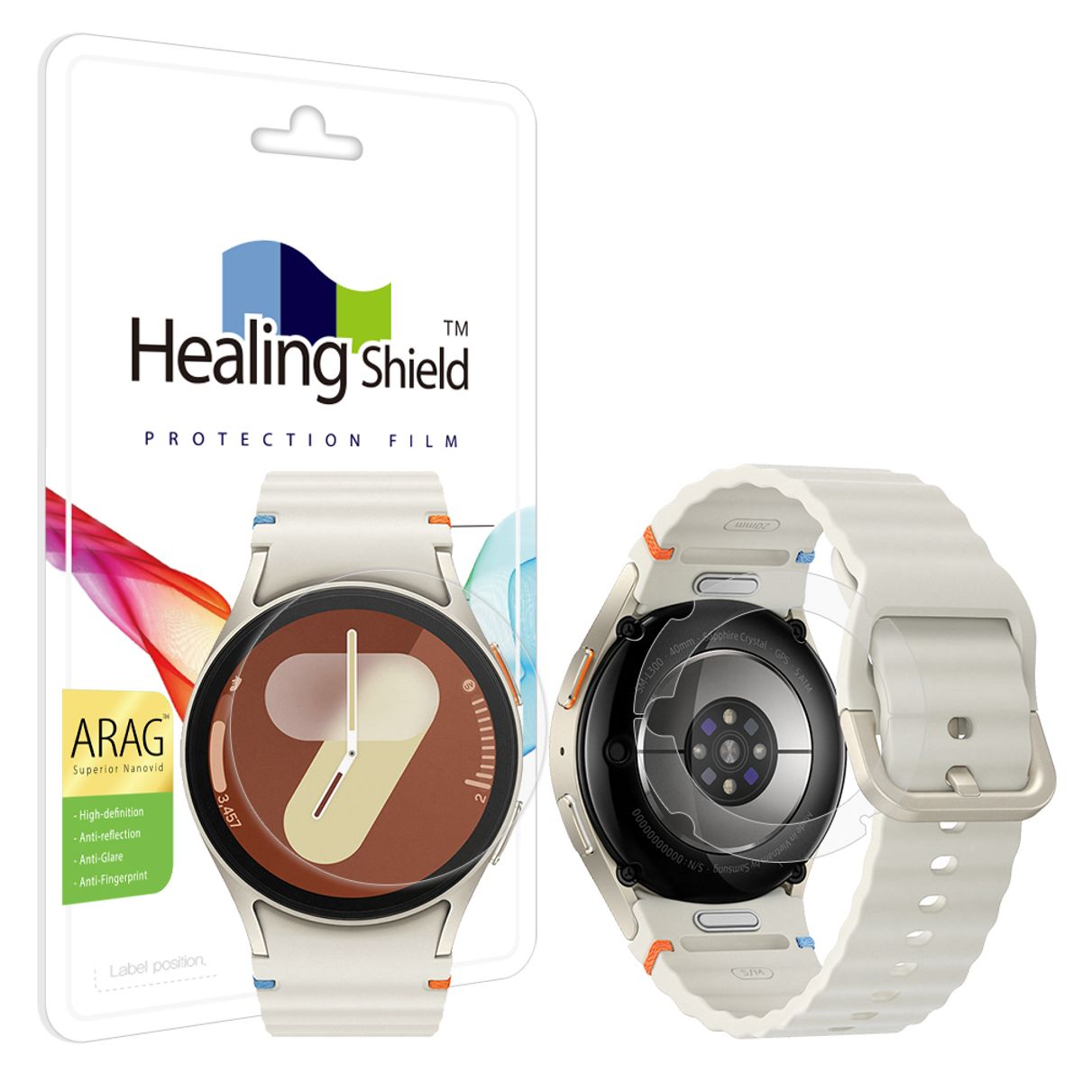 힐링쉴드(HEALINGSHIELD) 갤럭시워치7 40mm ARAG 고화질 저반사 액정보호필름 2매 무광후면필름 2매