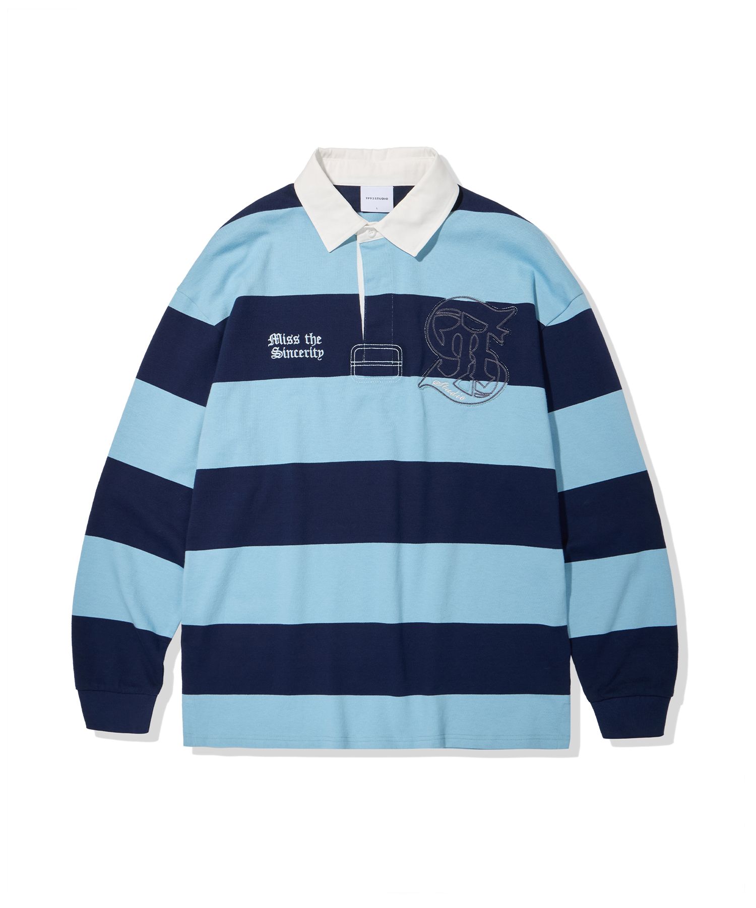 ◇1993studio◇ Applique collar rugby t-shirt sky blue MUSINSA | 1993STUDIO Applique collar rugby t-shirt_sky blue