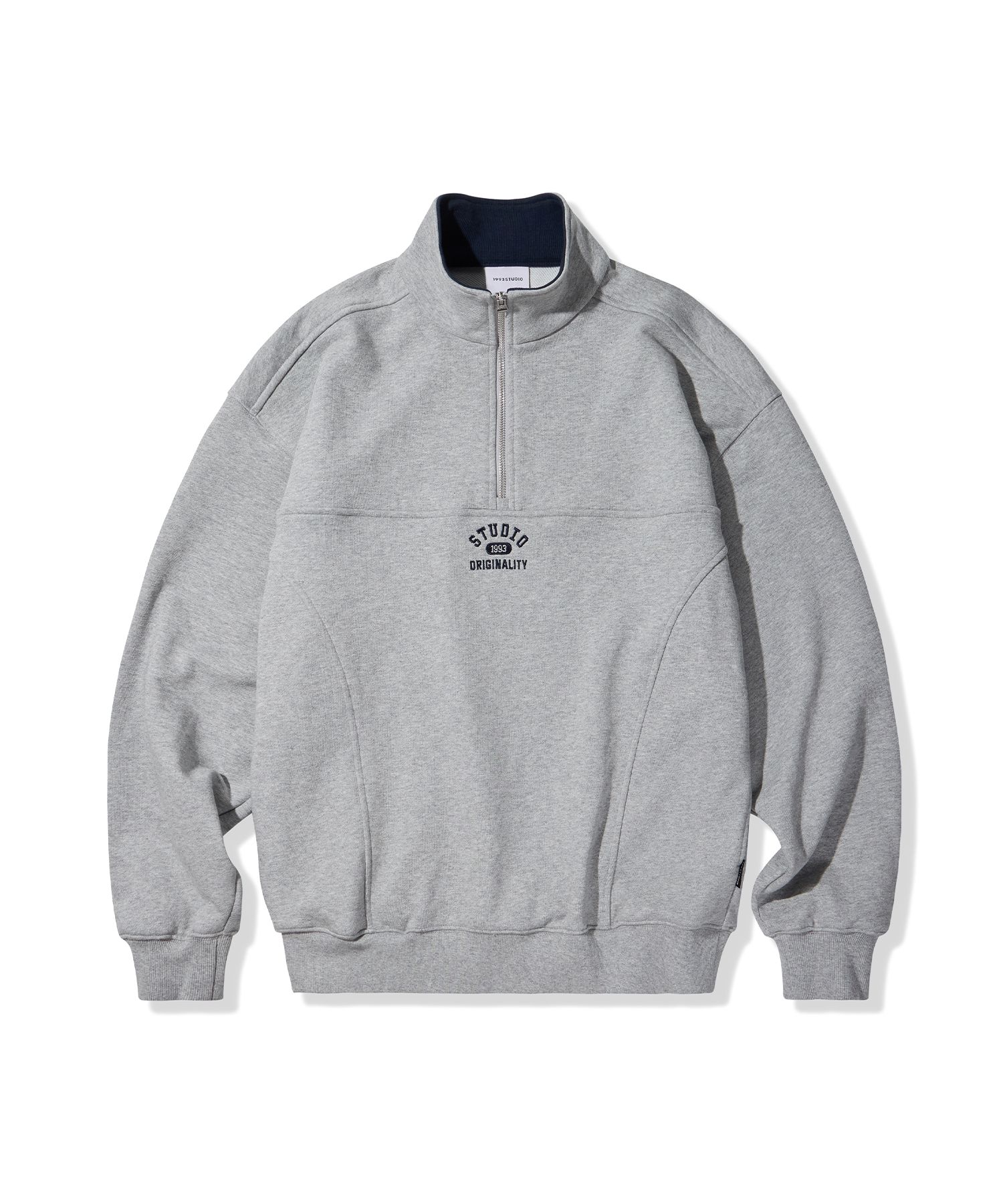MUSINSA | 1993STUDIO Small logo half zip-up sweatshirt_gray