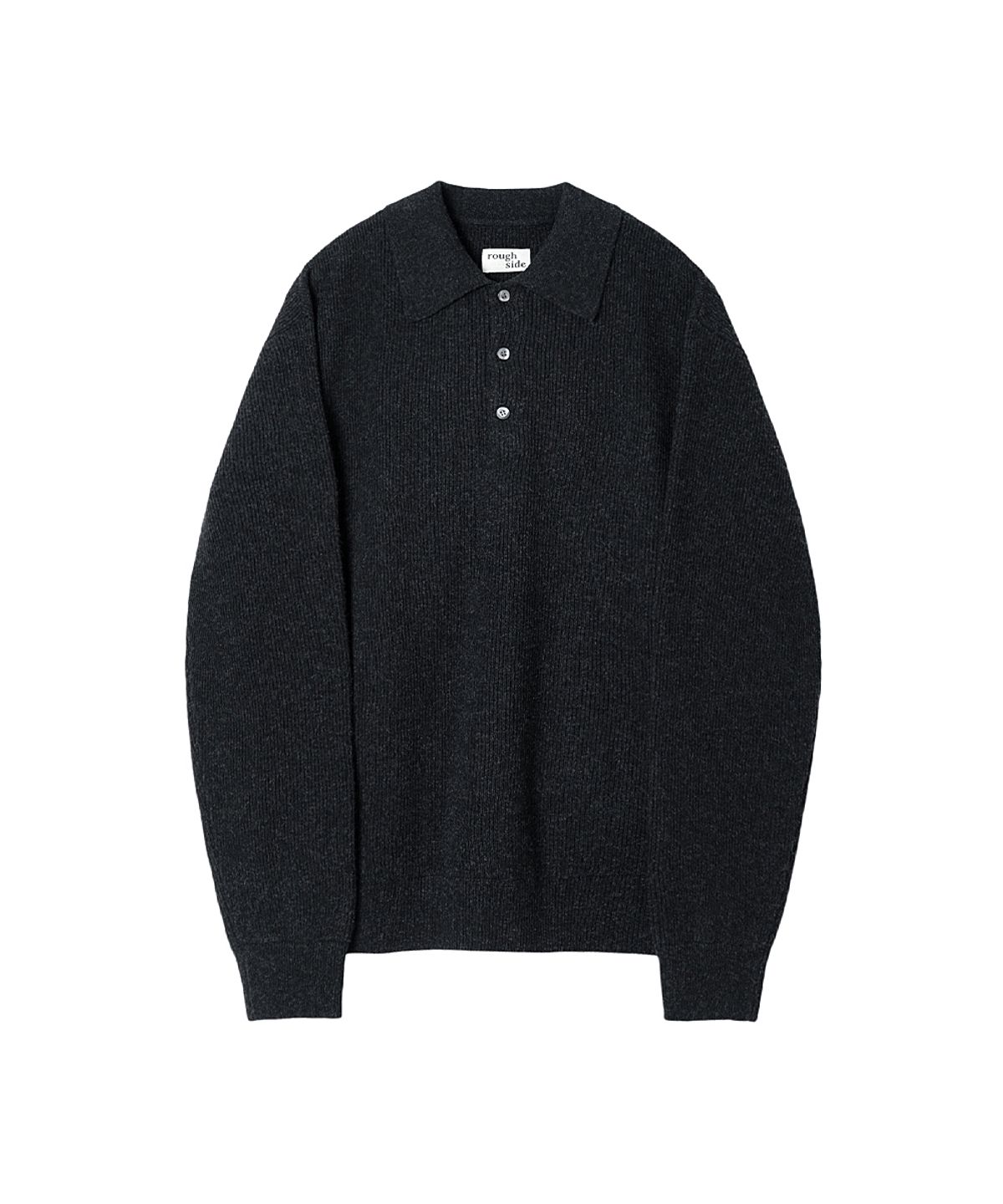 러프사이드(ROUGHSIDE) Collar Knit Ash Black