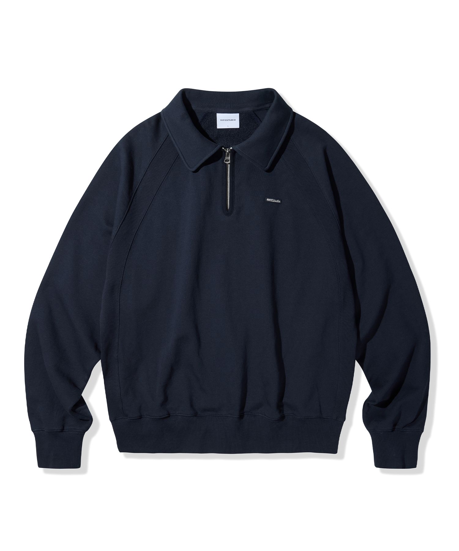 【1993studio】Logo Track Half Zip-Up Collar Sweatshirt MUSINSA | 1993STUDIO Small logo half zip-up collar