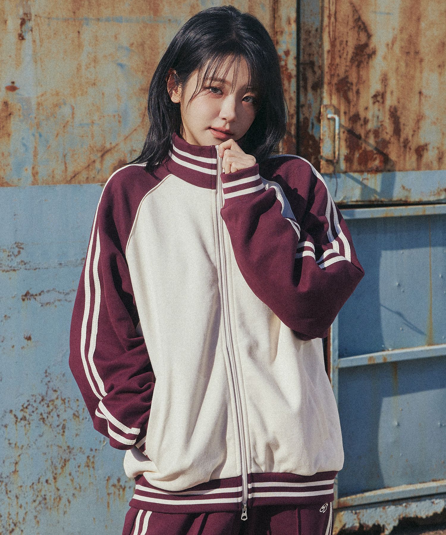 【1993studio】24FW★ Piping Track Pique Zip-Up MUSINSA | 1993STUDIO Piping track pique zip-up_burgundy
