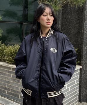 90S 럭비 나일론 바시티 자켓_네이비