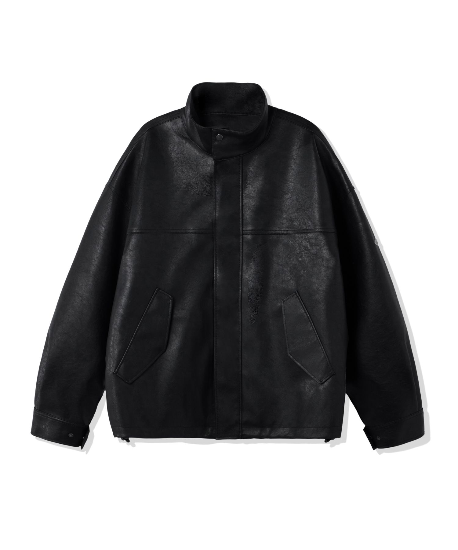 MUSINSA公式 | 1993STUDIO Symbol Logo Leather Field Jacket_Black