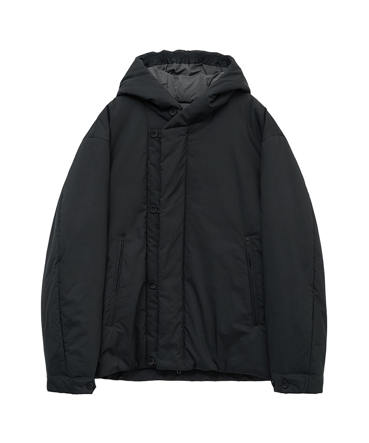 러프사이드(ROUGHSIDE) Insulation Hooded Parka Ash Black