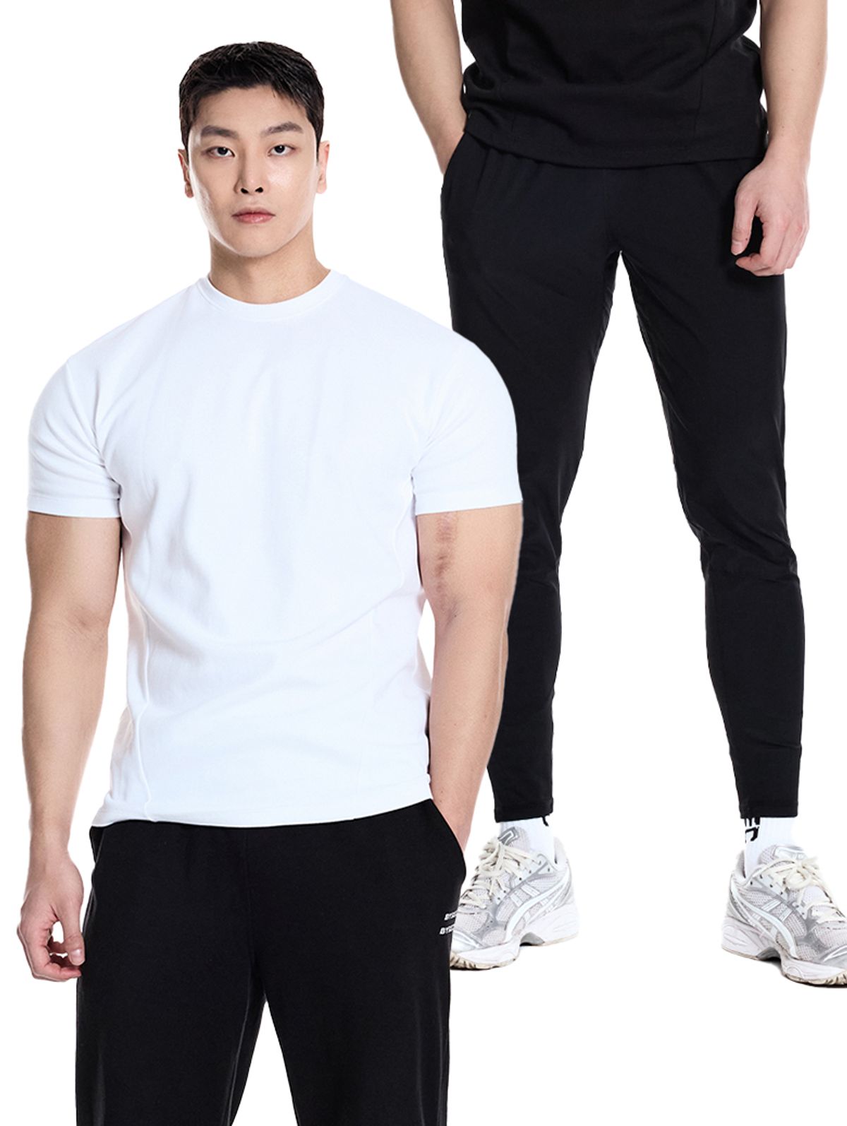 바이젝(BYSEC) [SET] 퍼펙트 특양면 무지 머슬핏 반팔 티셔츠_7Color + 우븐스판 머슬 브레이커 팬츠_2Color