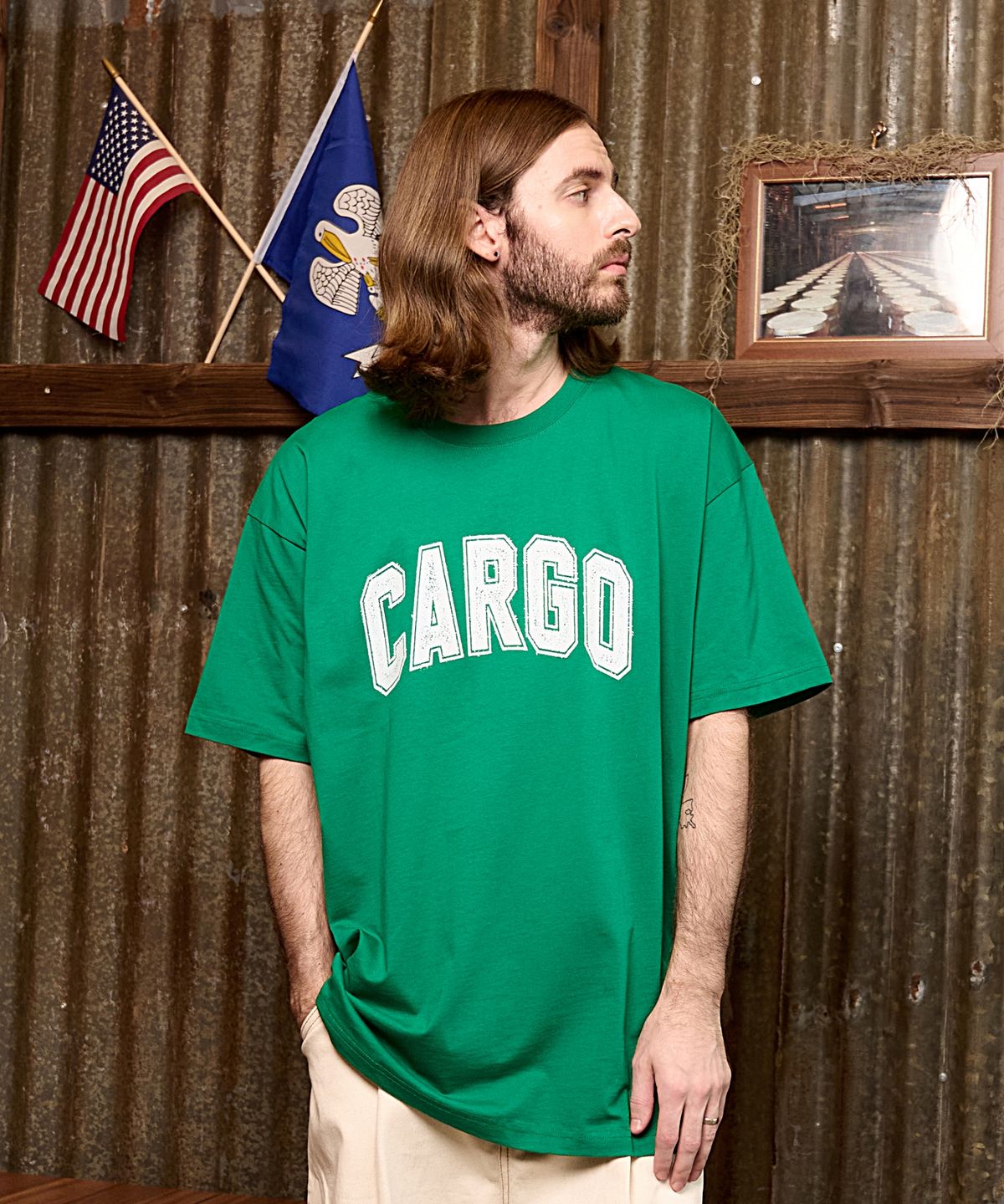 카고브로스(CARGOBROS) 베이직 로고 오버 반팔티셔츠 (그린)
