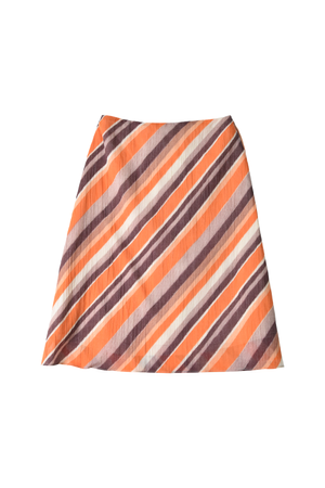 사선 무늬의 면 요루 미디 스커트 (오렌지)