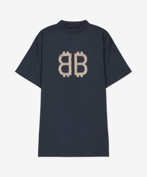 오버사이즈 반소매 티셔츠 - 워시드 블랙 / 739028TOVU64108