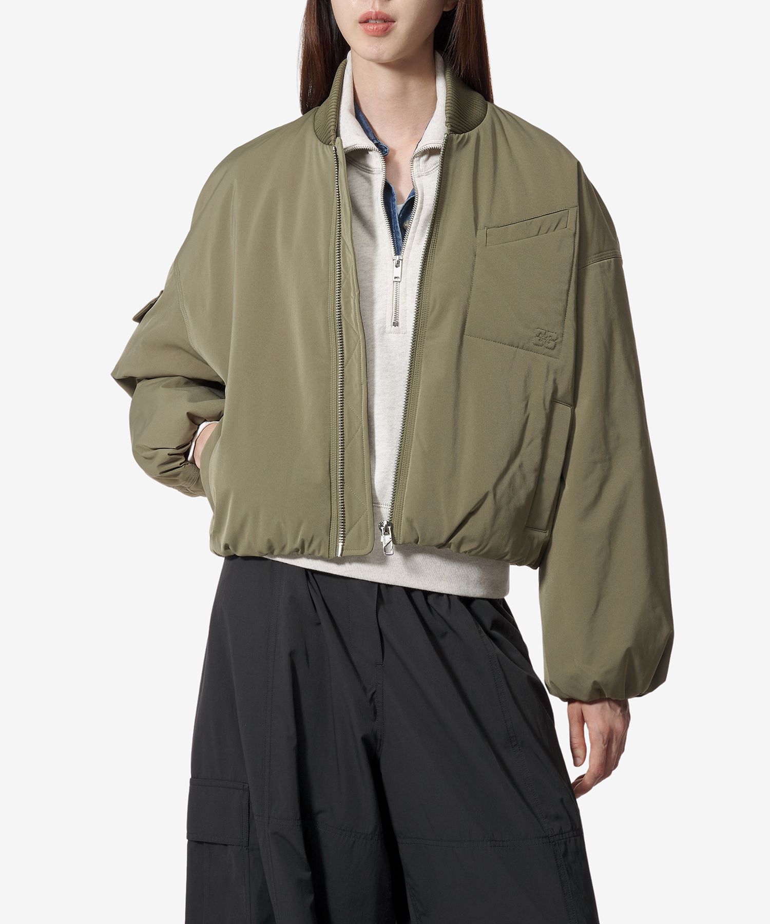 ★Ganni★ Light twill oversized short bomber jacket Karamata MUSINSA | GANNI Light Twill Oversized Short Bomber Jacket