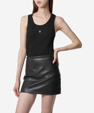 4G 립 디테일 슬림핏 민소매 티셔츠 - 블랙 / BW70CH3YHY001