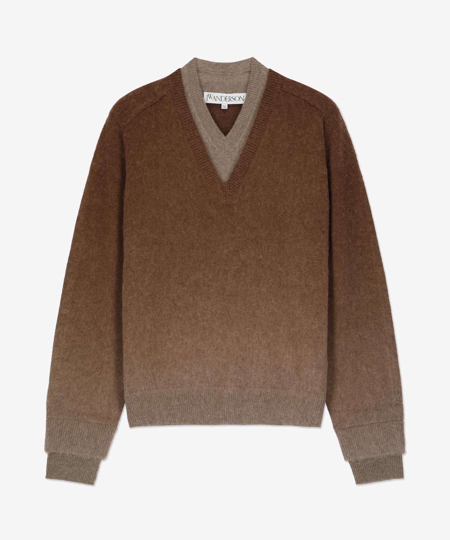 MUSINSA | J.W.ANDERSON V-neck Gradient Knit - Chocolate Brown