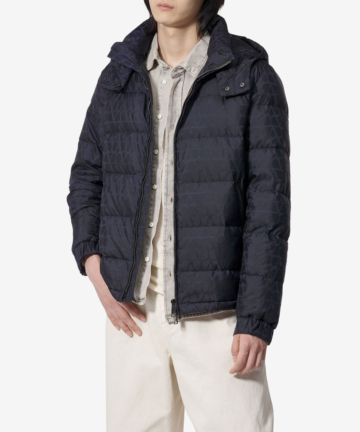 발렌티노(VALENTINO) 트왈 이코노그라프 패턴 나일론 패딩 - 네이비 / 5V3CNA319VFYE6