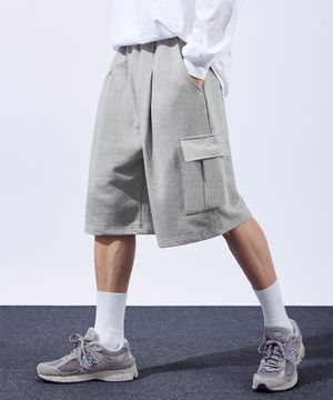 헤비듀티 원턱 카고 트레이닝 반바지 멜란지