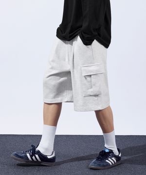헤비듀티 원턱 카고 트레이닝 반바지 백멜란지
