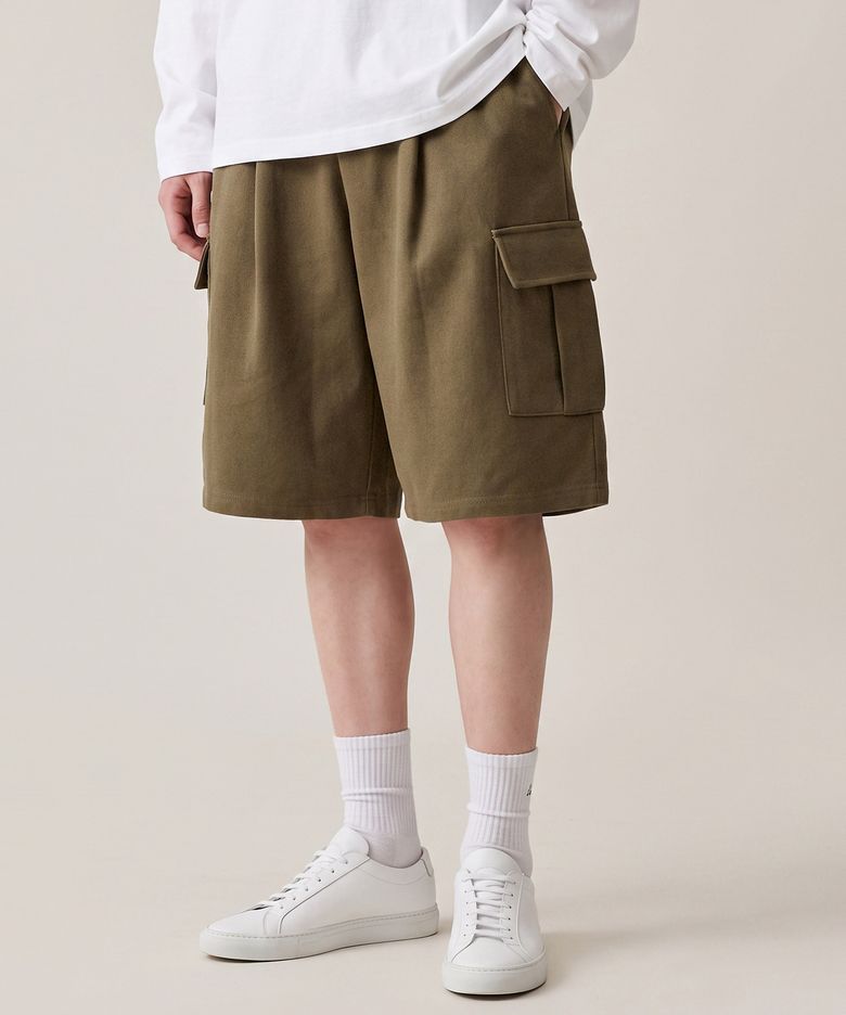 헤비듀티 원턱 카고 쇼츠 카키