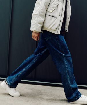 Washed Wide Denim Pants Blue