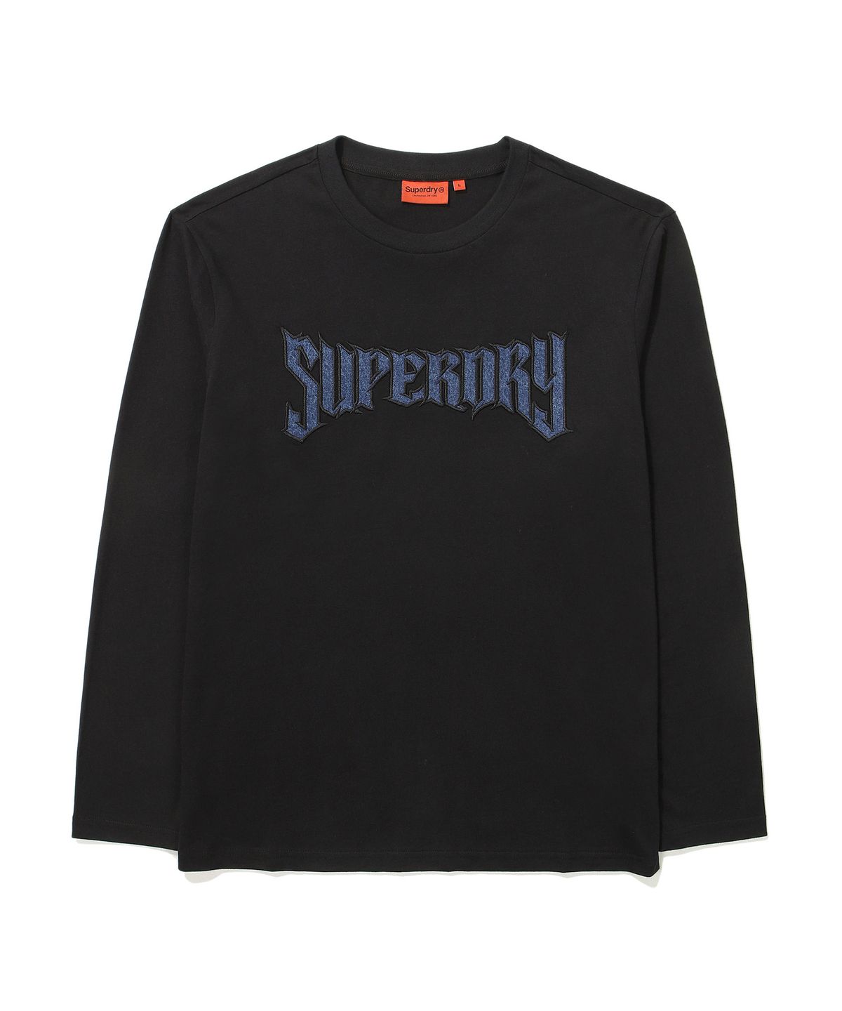 슈퍼드라이(SUPERDRY) 아플리케 레귤러 긴팔 티셔츠 블랙