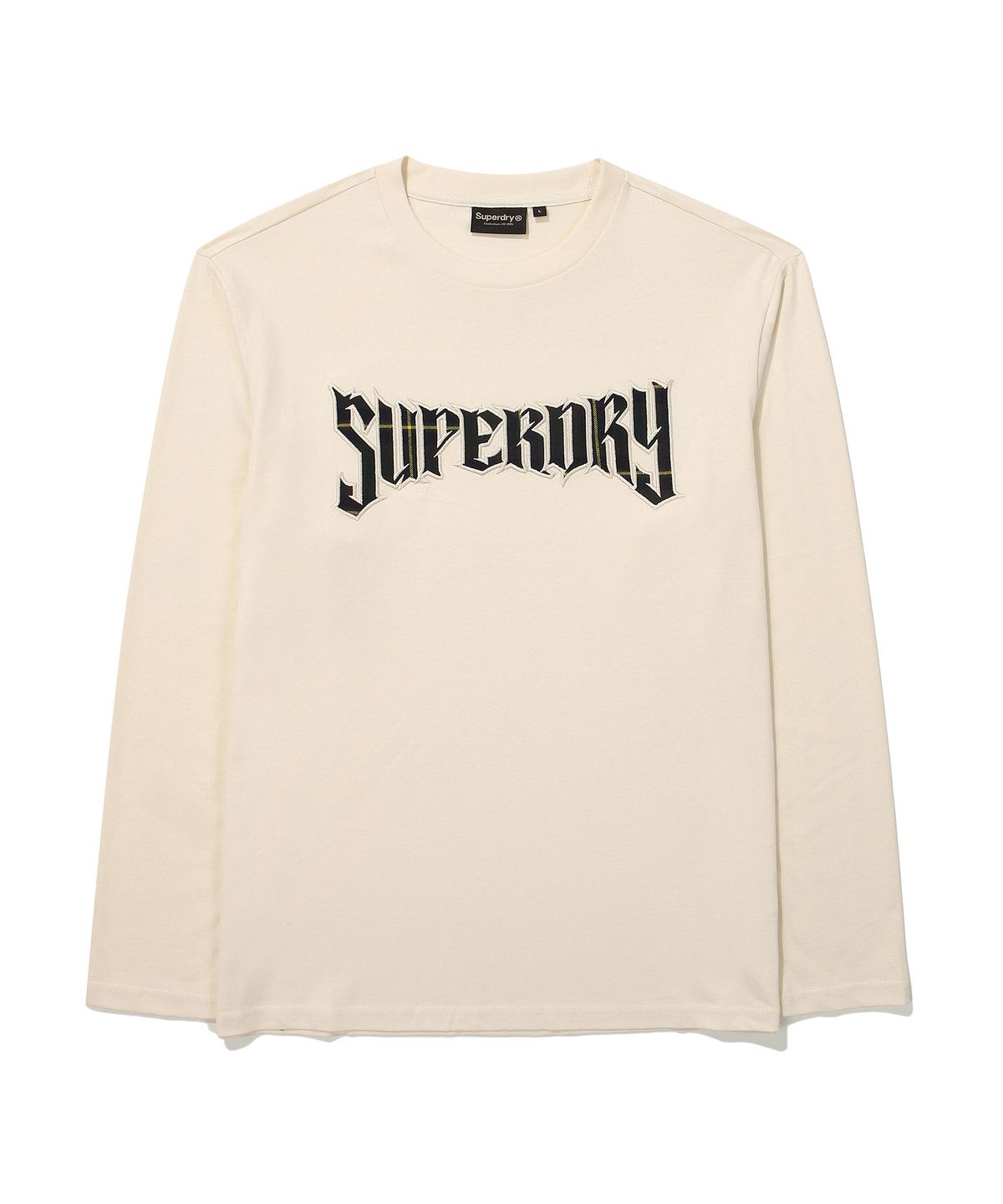 슈퍼드라이(SUPERDRY) 아플리케 레귤러 긴팔 티셔츠 아이보리