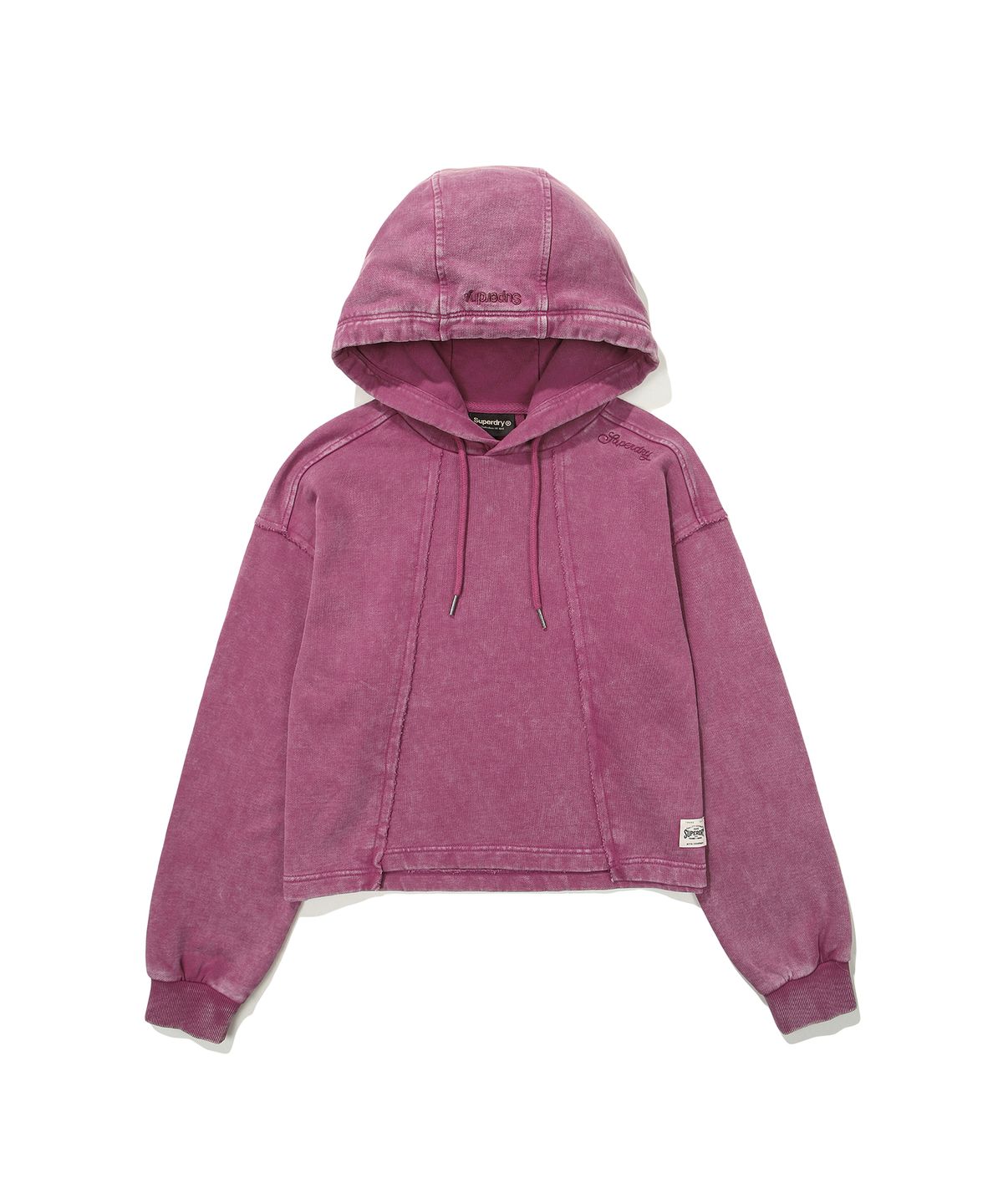 슈퍼드라이(SUPERDRY) W 빈티지 가먼트 워싱 크롭 후드티셔츠 다크핑크