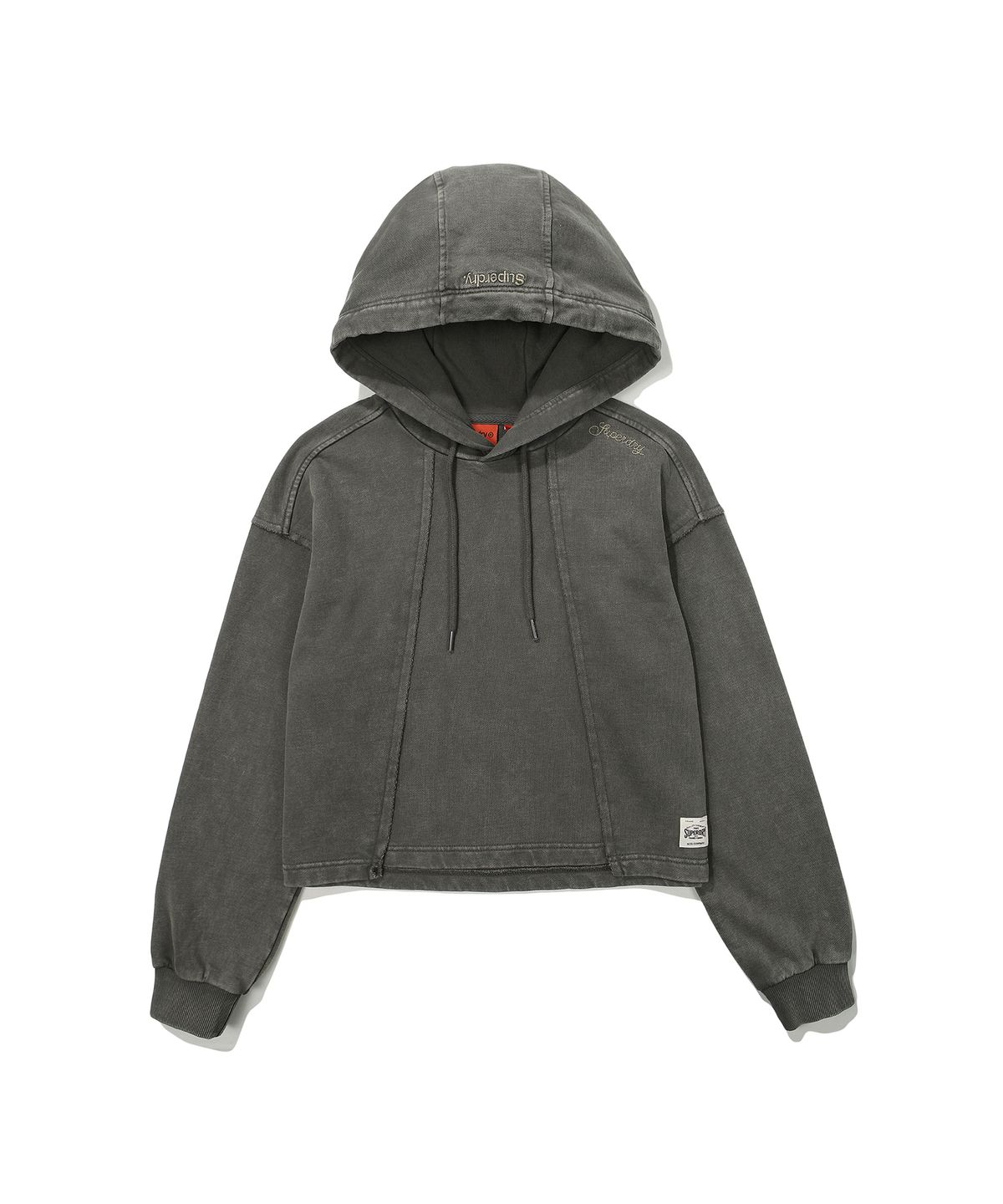 슈퍼드라이(SUPERDRY) W 빈티지 가먼트 워싱 크롭 후드티셔츠 다크그레이