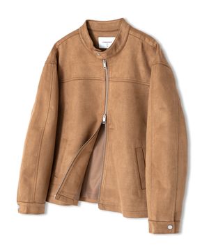 스웨이드 투웨이 집업 바이커 자켓 카멜