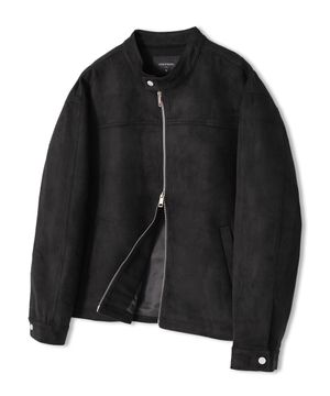 스웨이드 투웨이 집업 바이커 자켓 블랙