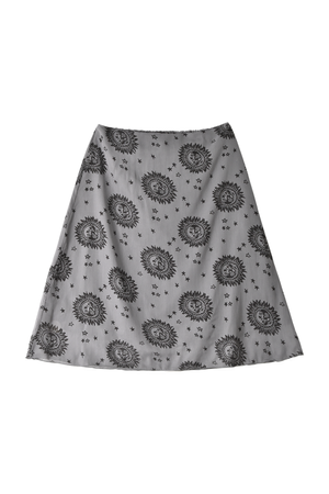 태양 나염의 레이온 미디 스커트 (다크그레이)