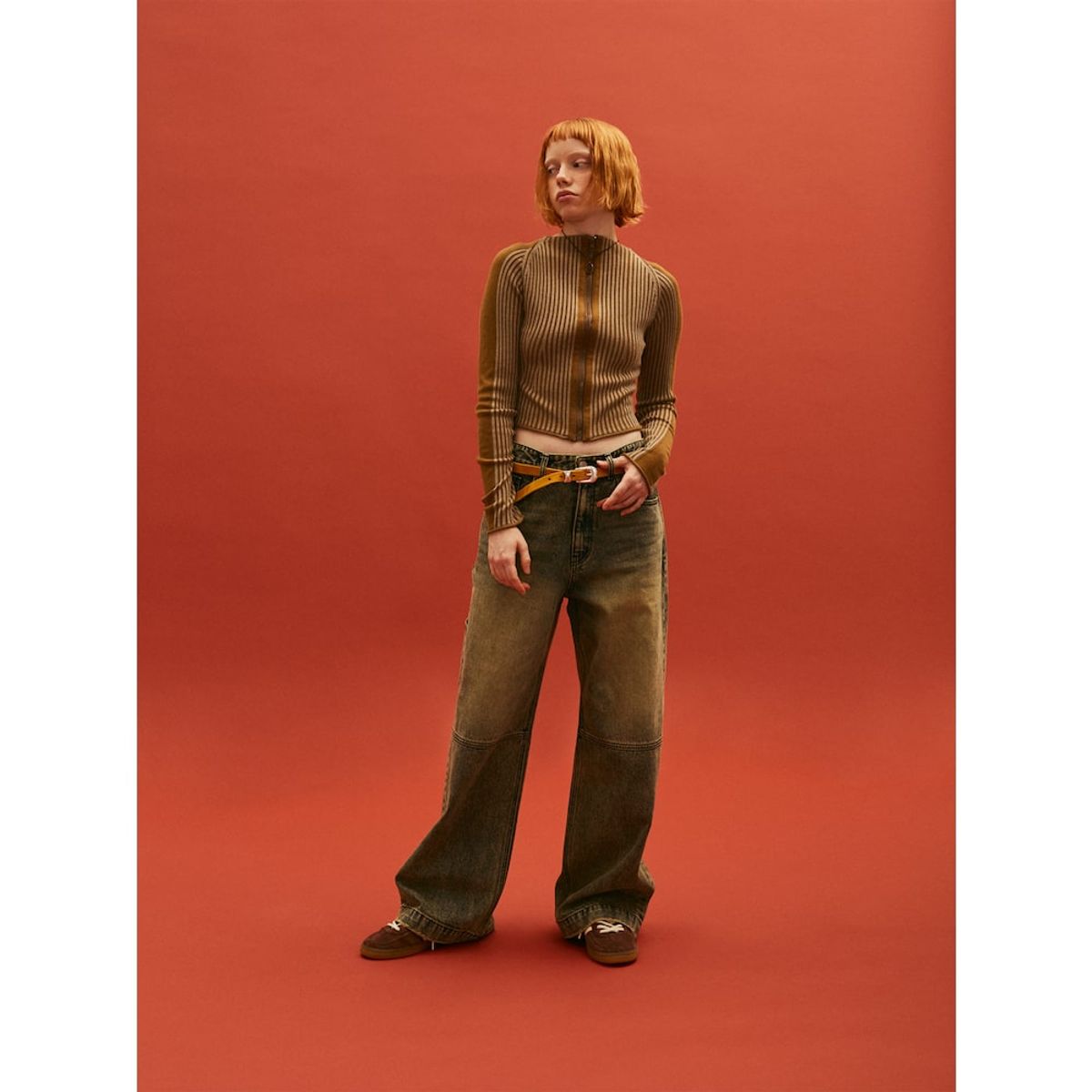 샌드 사운드(SAND SOUND) Vintage Washed SemiWide Denim  Khaki