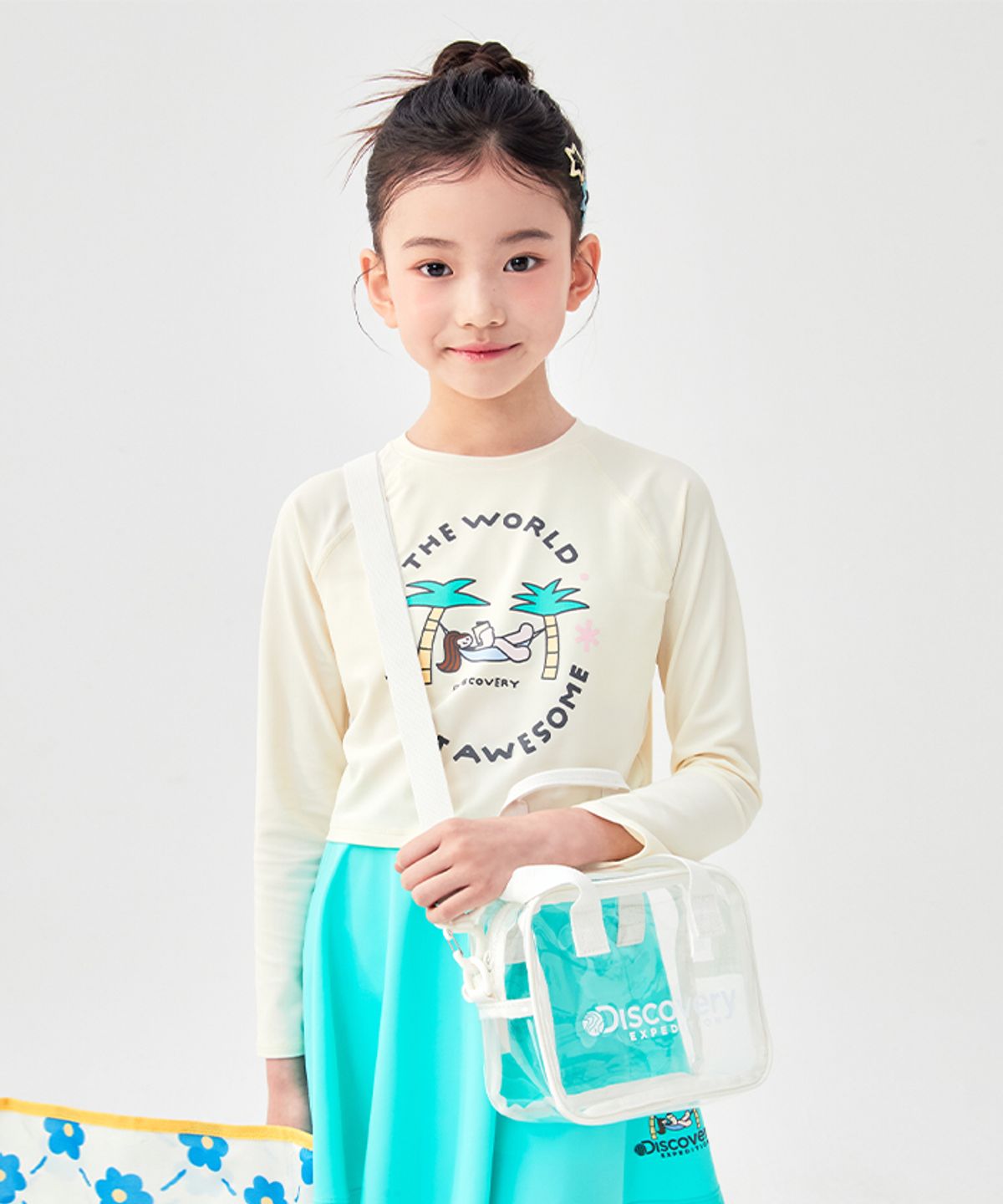 디스커버리 키즈(DISCOVERY KIDS) 클리어 토트 크로스 투웨이백 (White)