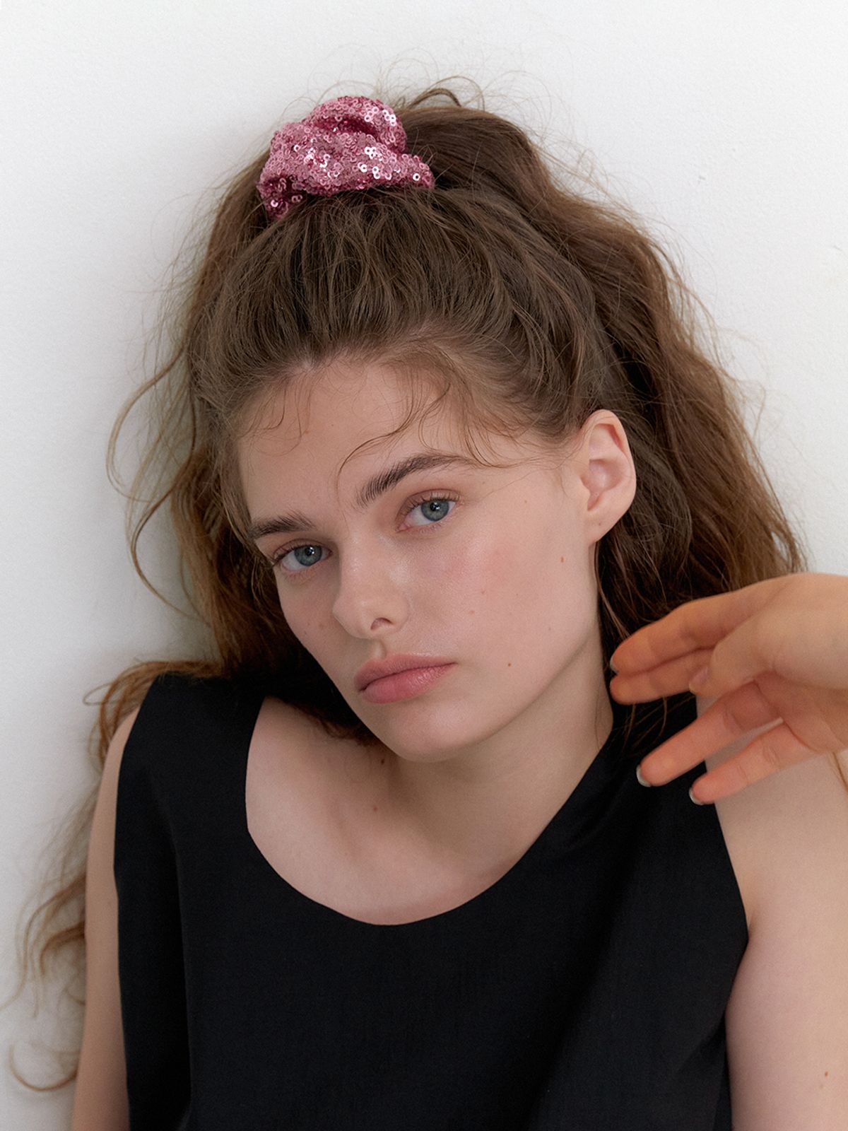 오블라(OVLA) sequin mini scrunchie_pink HS020