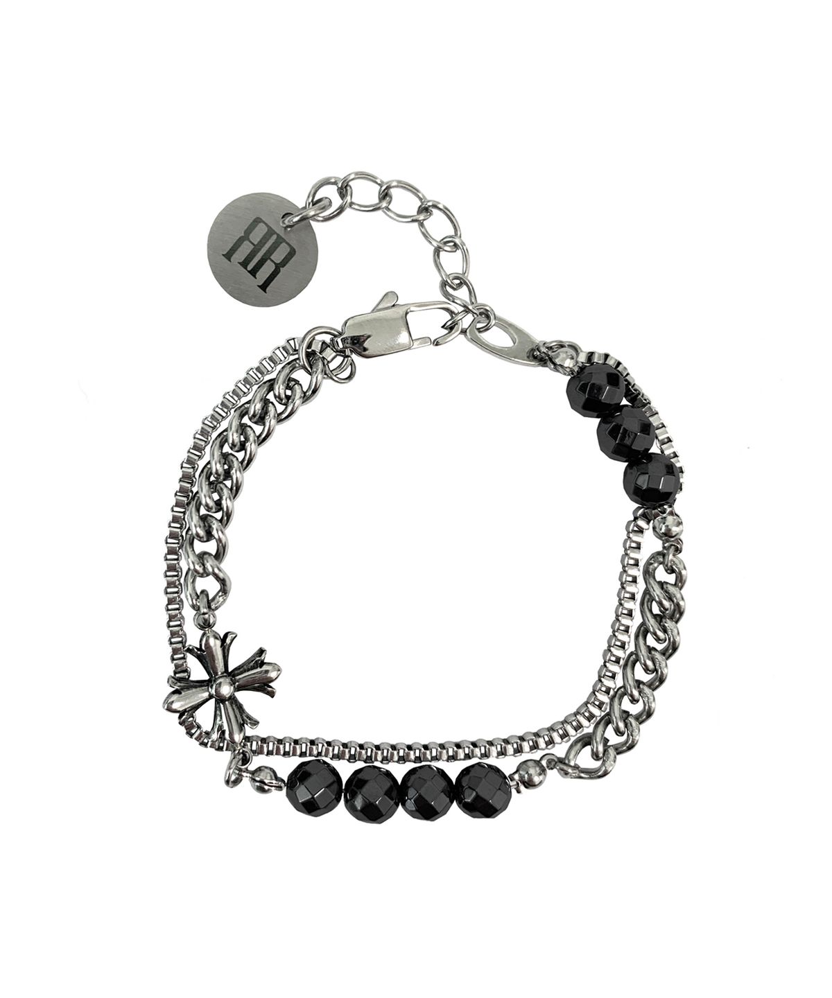 라드픽션(RAD FICTION) MARCO GOTHIC ORNAMENT CHAIN BRACELET / GLOSSY BLACK