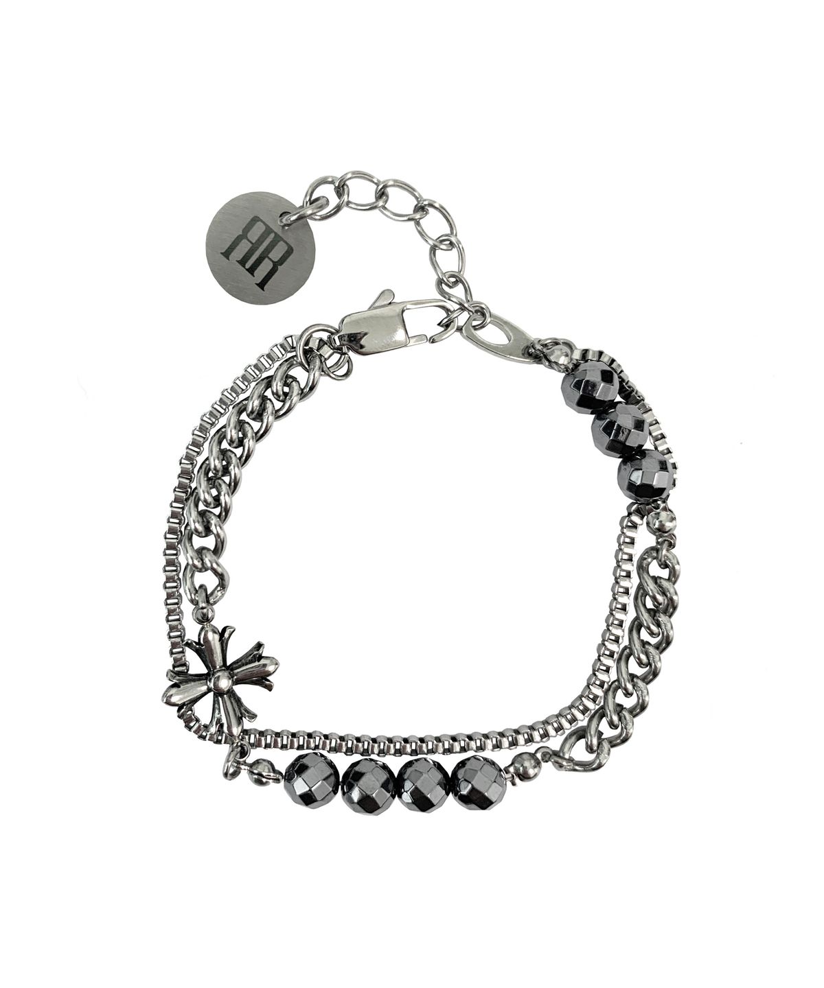 라드픽션(RAD FICTION) MARCO GOTHIC ORNAMENT CHAIN BRACELET / GLOSSY GREY