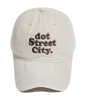 DOT 워싱 자수 볼캡-베이지