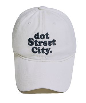 DOT 워싱 자수 볼캡- 크림