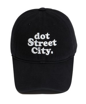 DOT 워싱 자수 볼캡-블랙