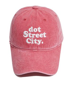 DOT 워싱 자수 볼캡-체리핑크