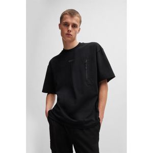 지퍼 디테일 반팔 티셔츠 오버핏 50516681_001