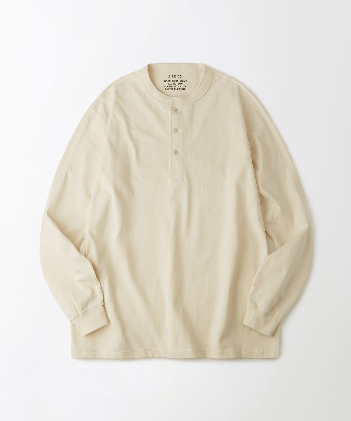 아웃스탠딩(OUTSTANDING) HENLEY NECK LONG SLEEVE TEE_NATURAL