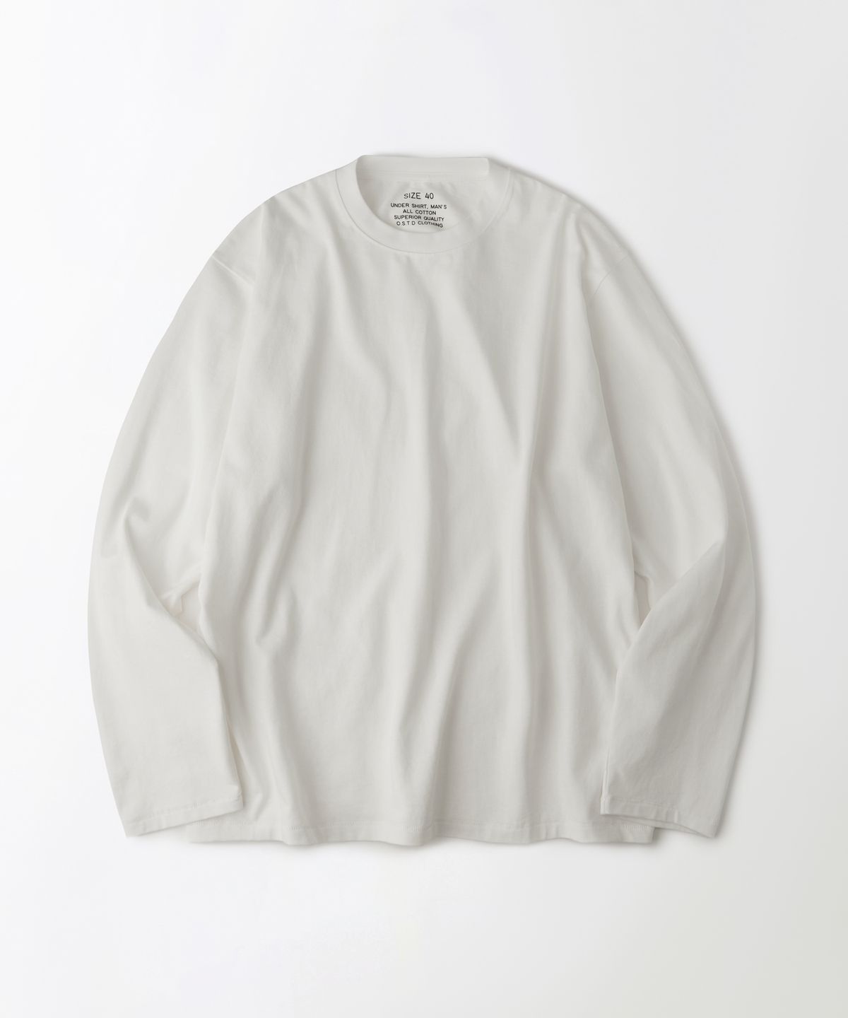 아웃스탠딩(OUTSTANDING) BASIC CREW NECK LONG SLEEVE TEE_OFF WHITE