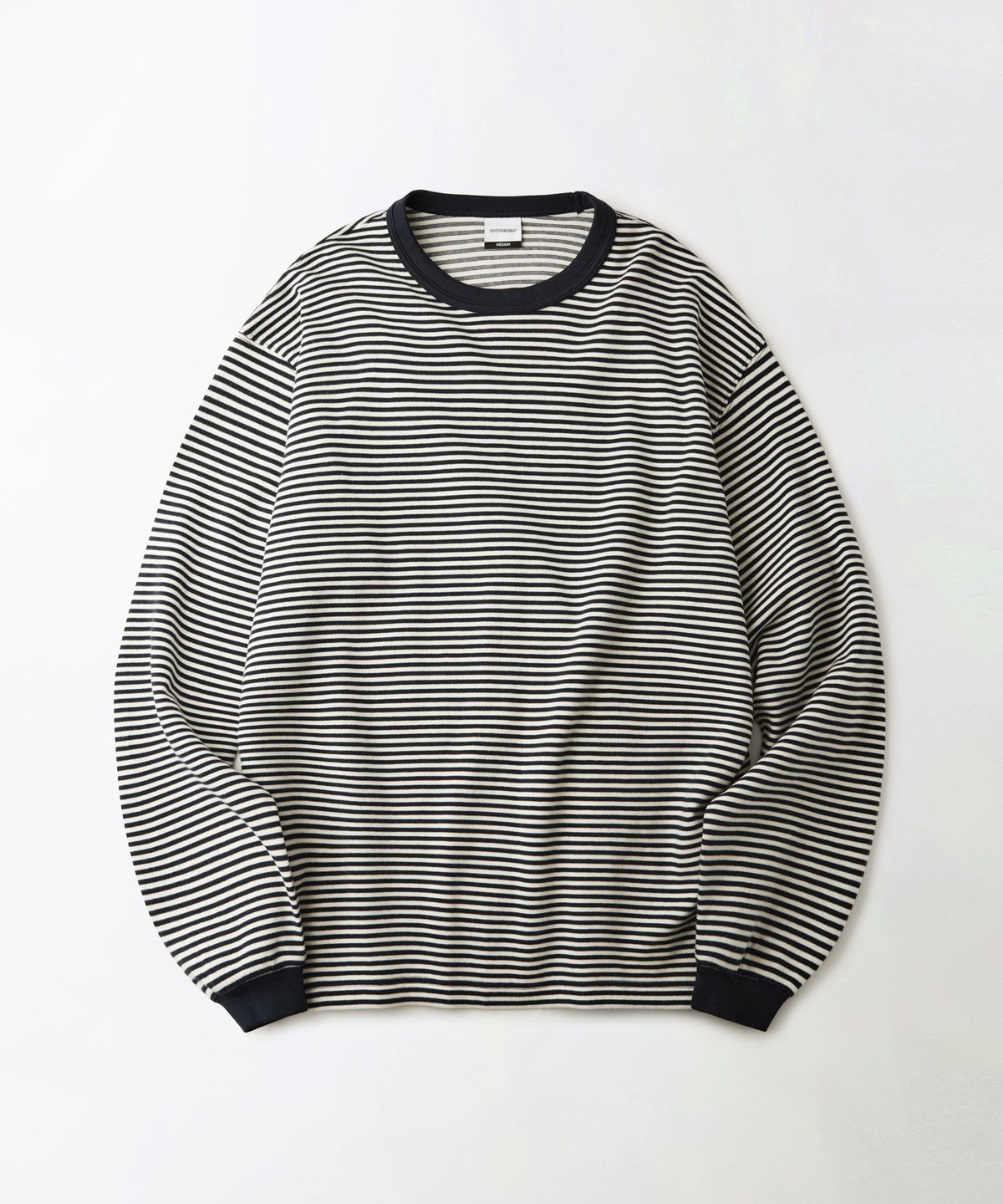 아웃스탠딩(OUTSTANDING) STRIPE CREW NECK LONG SLEEVE TEE_IVORY/NAVY